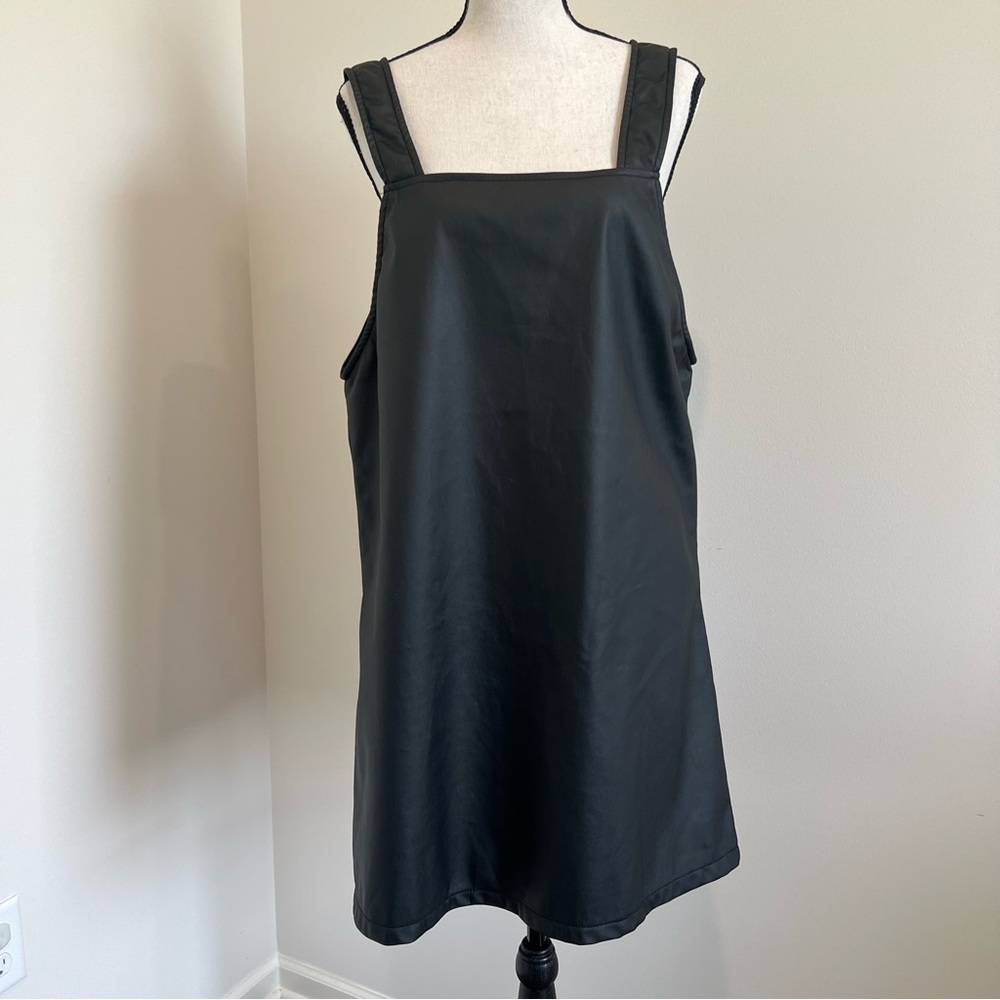 Faux Leather Zip-up jumper dress sleeveless LBD Moto/Biker Whimsigoth grunge